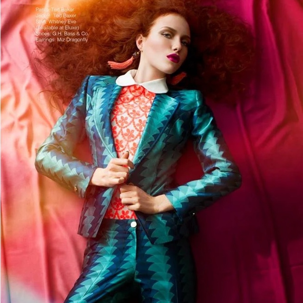 Ted Baker Teal Blue Geometric Pantsuit - Picture 4 of 9